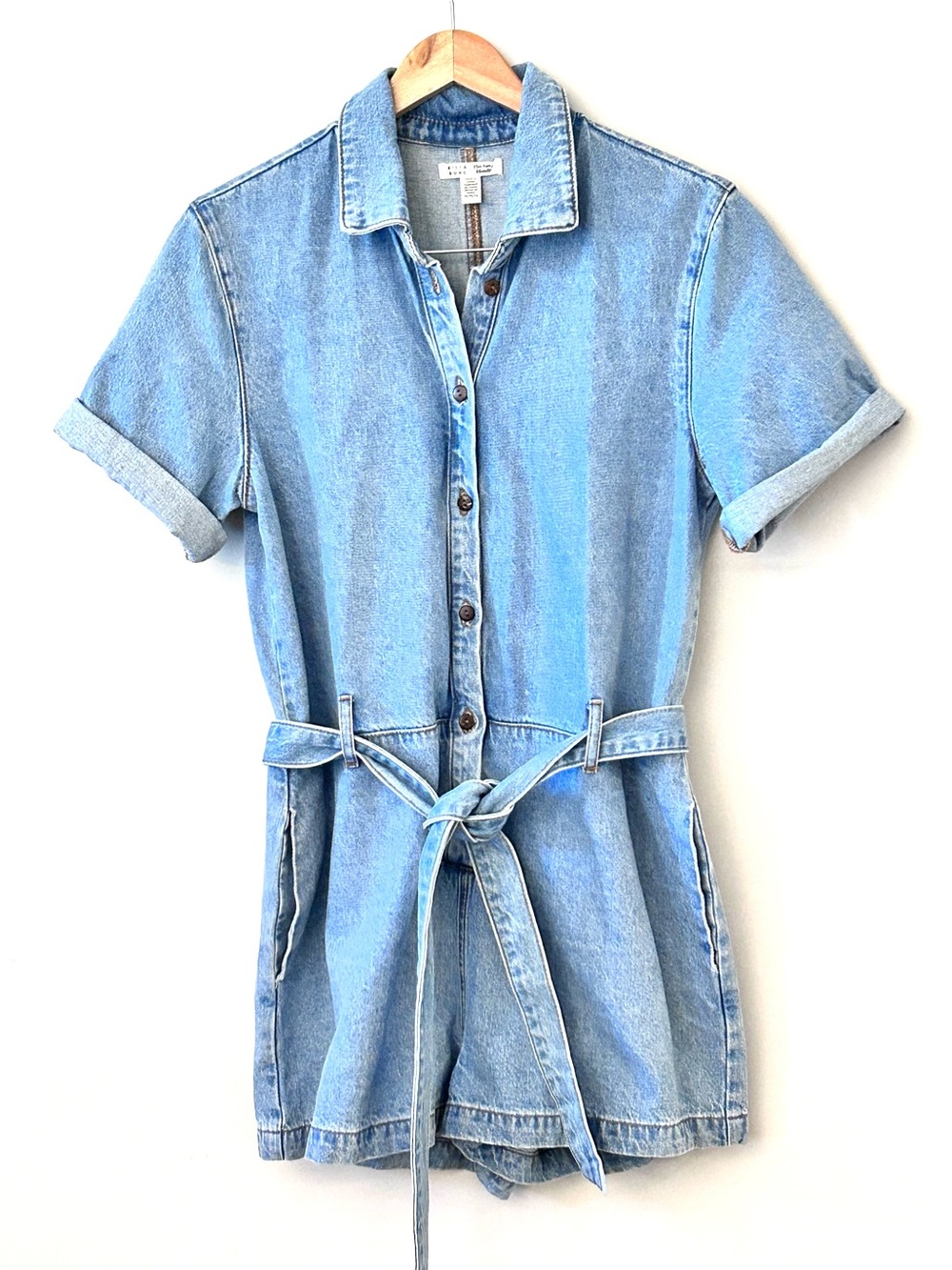 Billabong × The Salty Blonde Date Nite Denim Romper Button Up Belted Women’s M